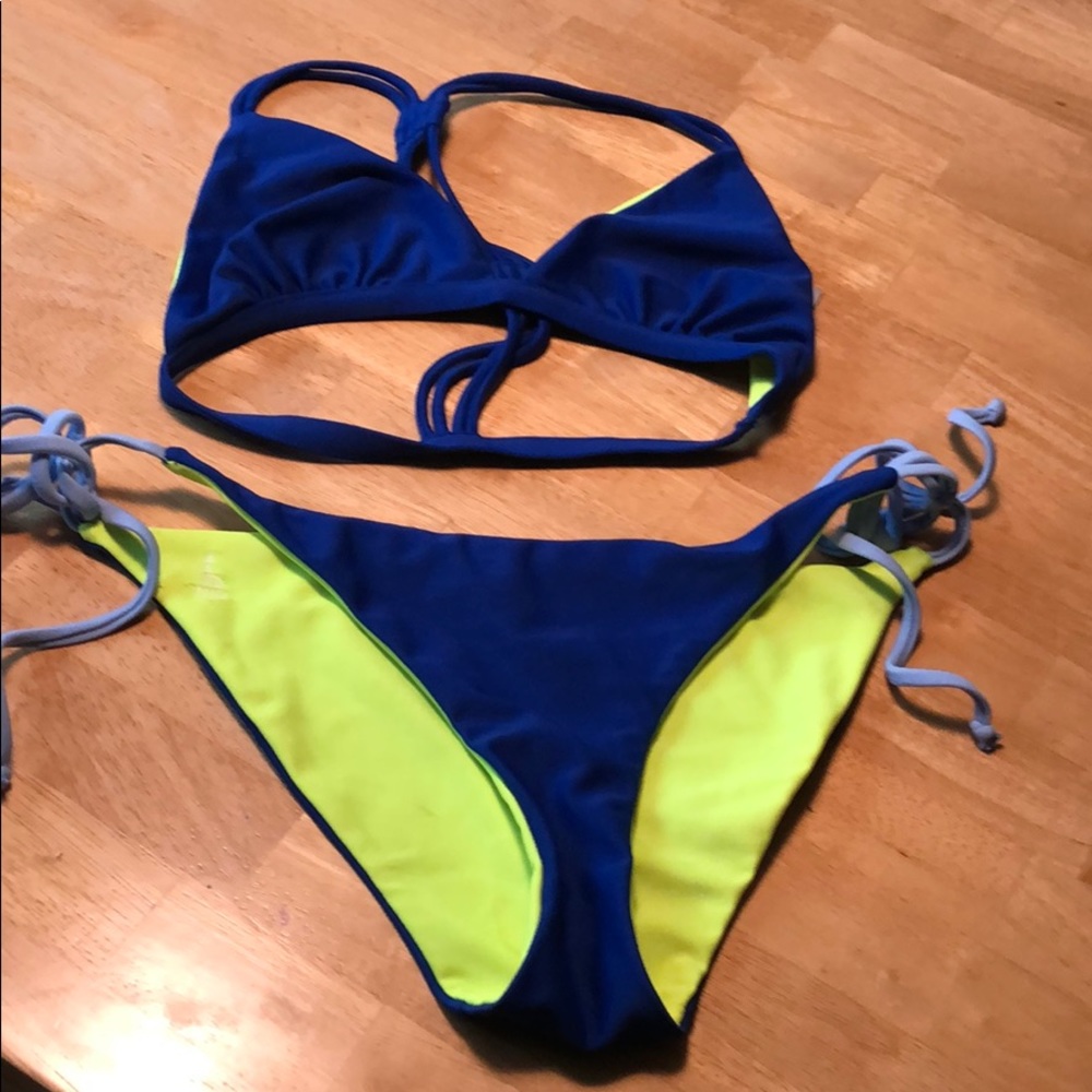 Neon and royal blue bikini